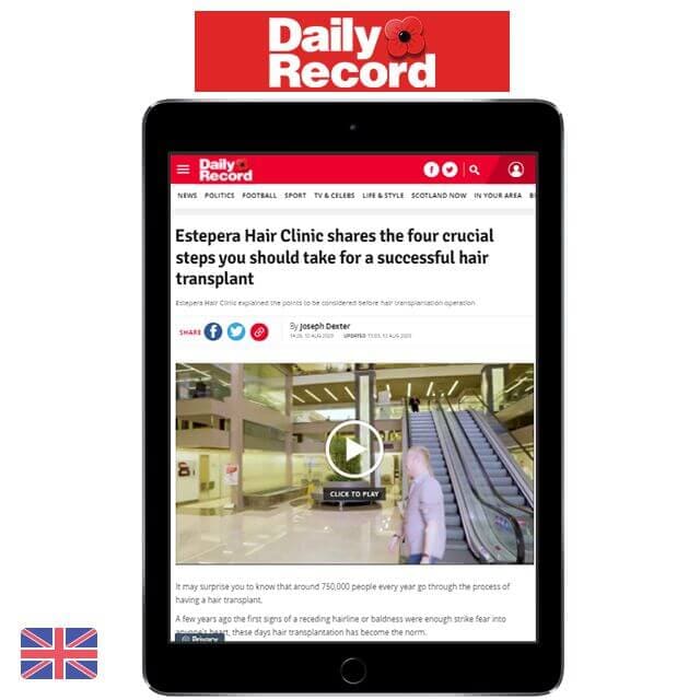 スコットランドの「Daily Record」でエステペラの植毛サービスが取り上げられました。