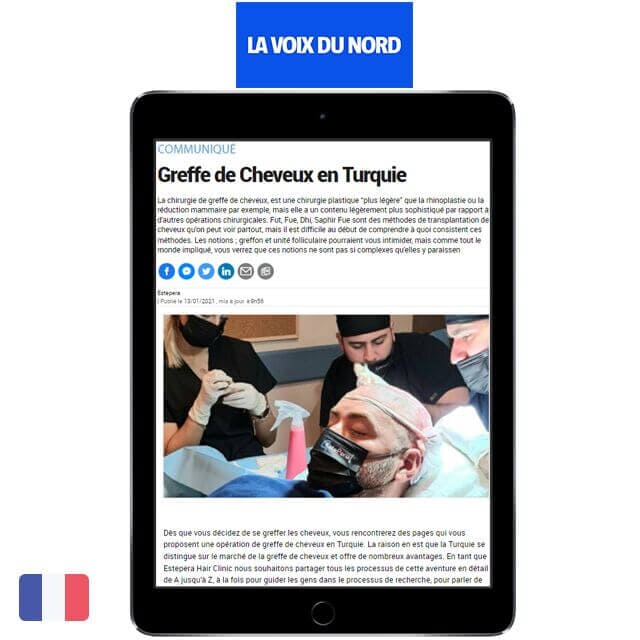 フランスの「La Voix Du Nord」でエステペラの植毛が紹介されました。